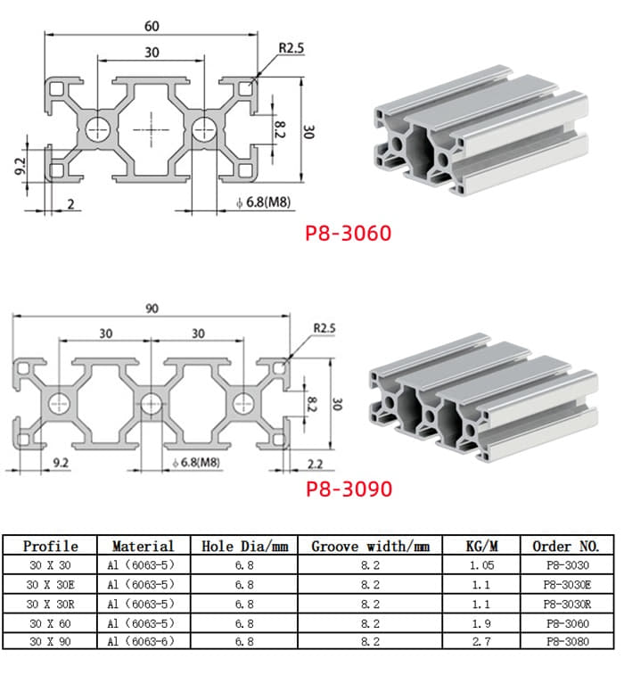 Aluminum Extrusion - 3030 Profile