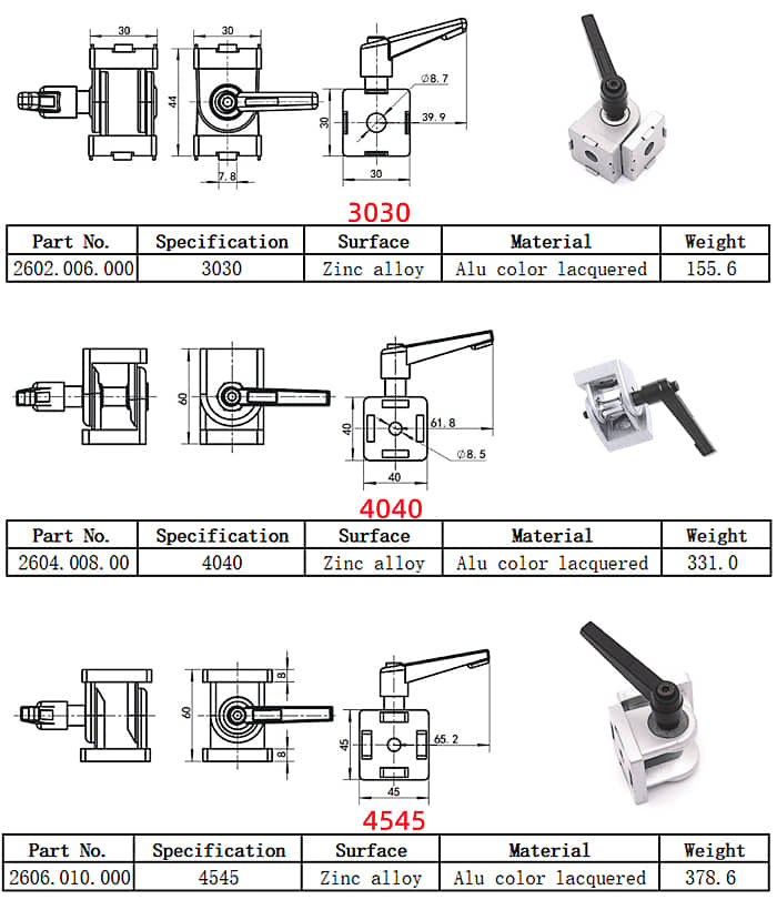 Aluminum Profile Pivot joint with locking lever(2) Profile Jiont with locking lever0.jpg